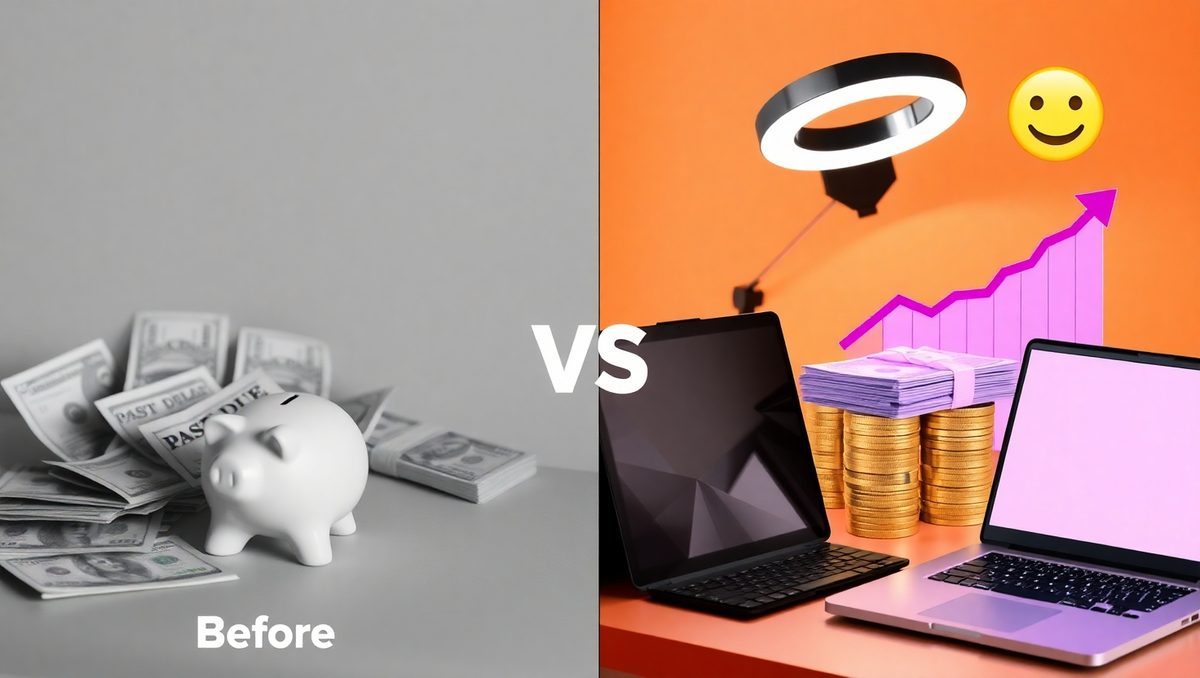 Before and after starting camming — income comparison